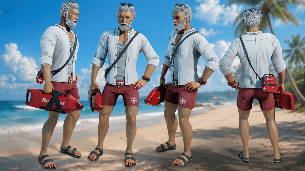 Coastal Lifeguard Man – Summer Beach Character