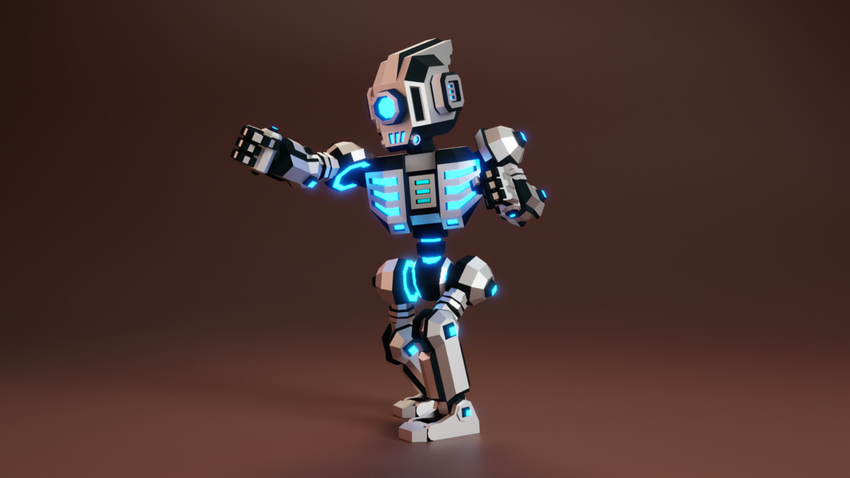Sci‑Fi Robot X-25.2 Low‑Poly Stylized