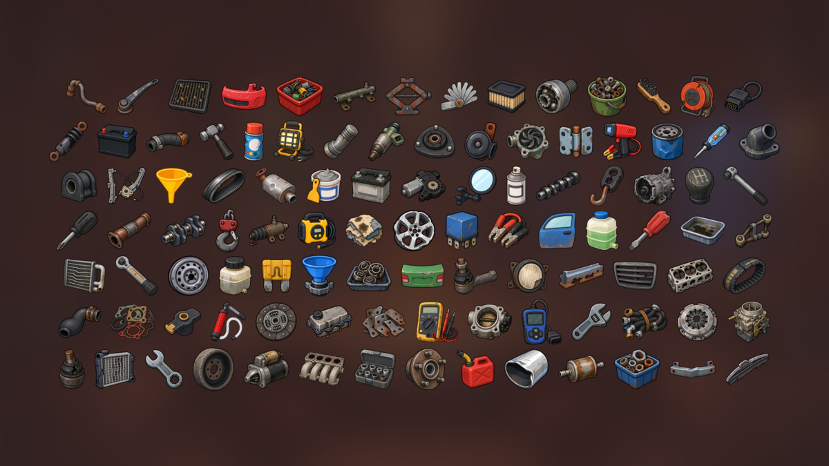 Car Repair Garage Mechanic Auto Parts Maintenance Icons Pack