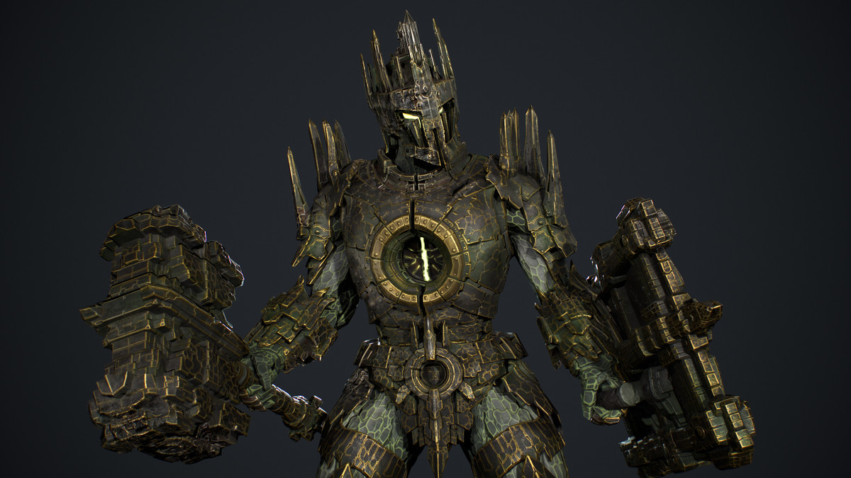 Armored Stone Golem - Dark Fantasy Boss