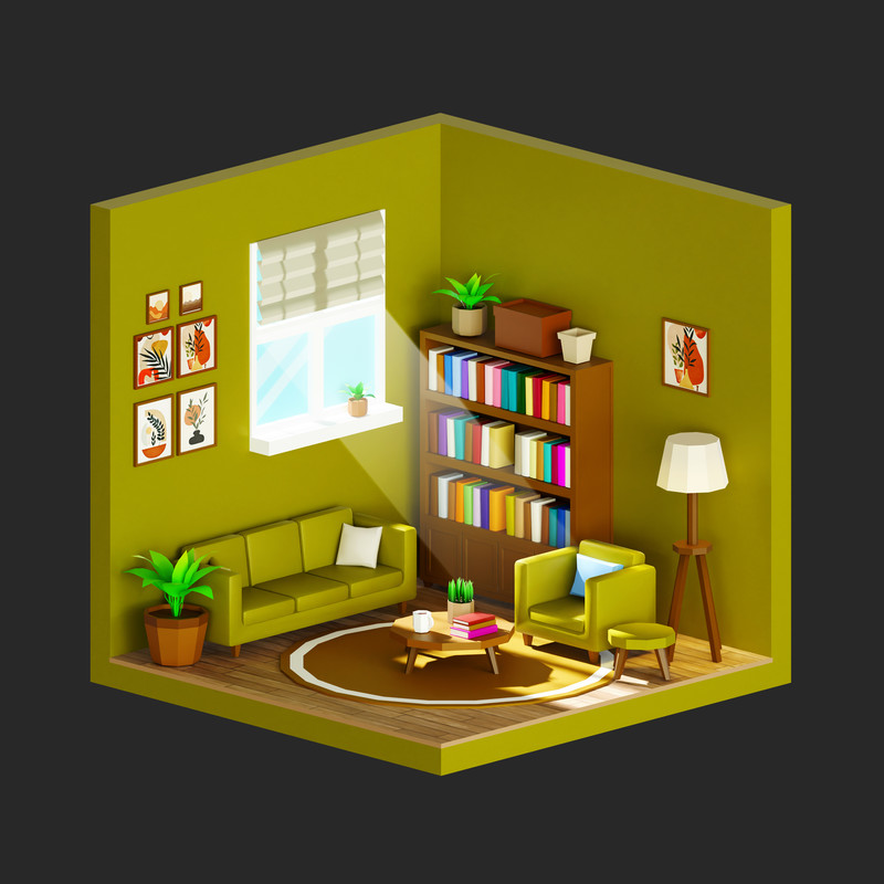 Interior 1 Low-poly 3D models Pack