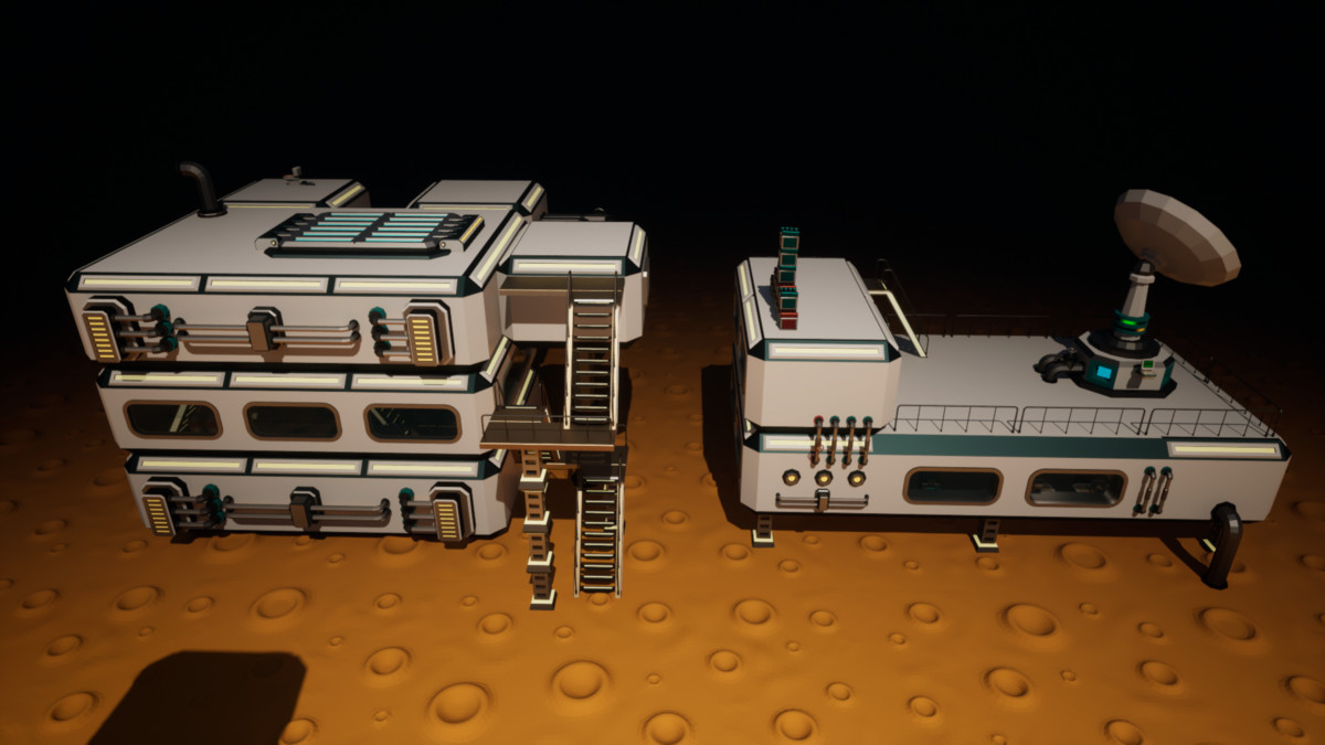 Sci-Fi Planetary Outpost: Ultimate Modular Construction Kit, low-poly stylized