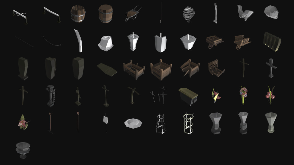 Gravefield Cemetery Kit - PRO (800+ assets)