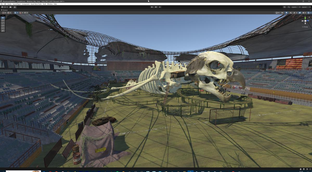 Abandoned Post-Apocalyptic Football Stadium - Modular Environment 3d Level