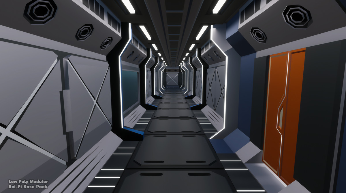 Low Poly Modular Sci-Fi Base Pack