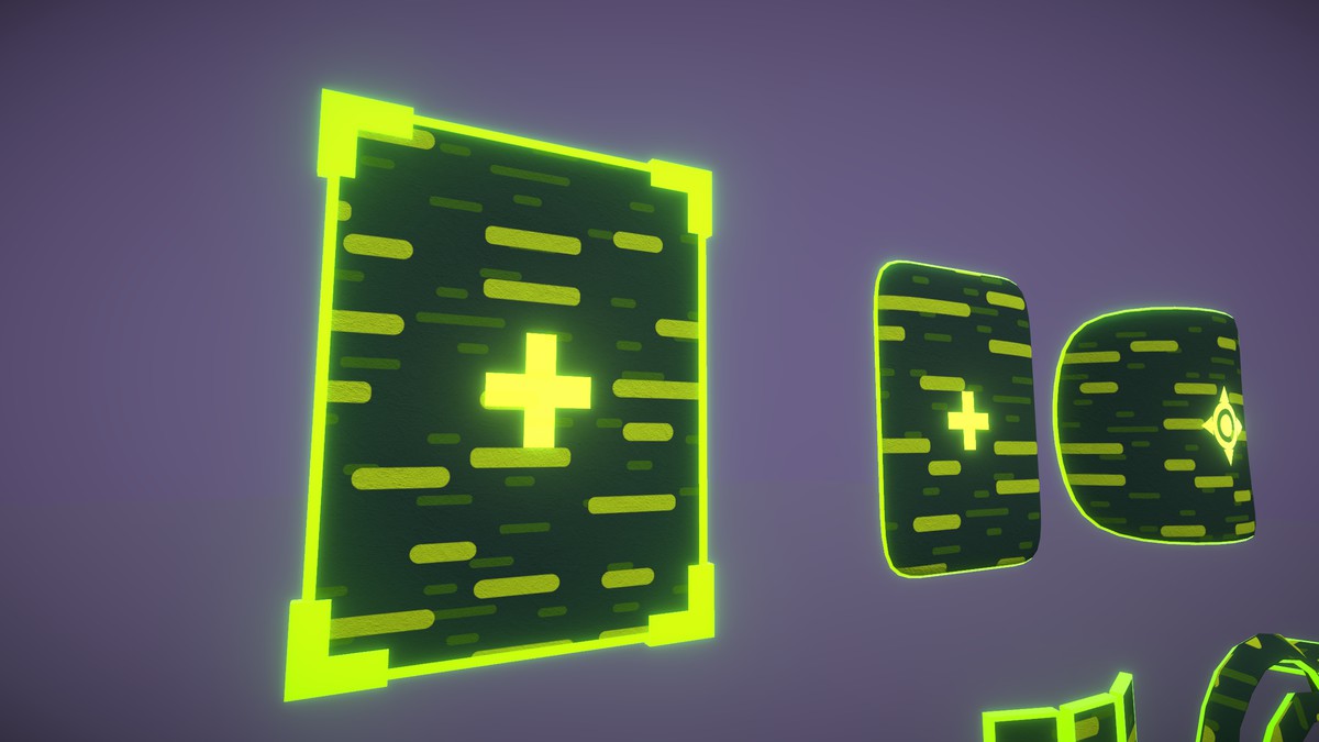 Cyber Neon Defense Shields 3D