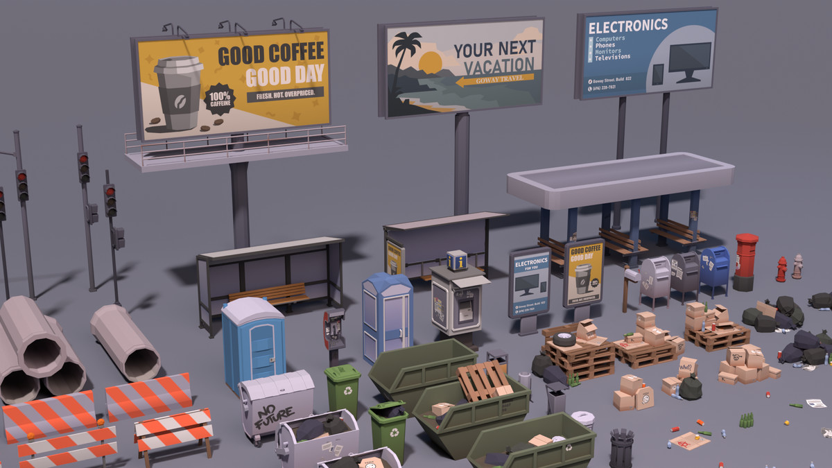 Modern City Props Pack (Stylized) – BoznaWhat