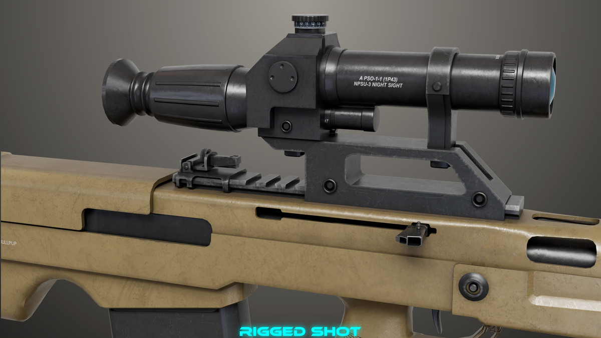 Sniper 05 Black and Sandal Single Mat URP HDRP Textures