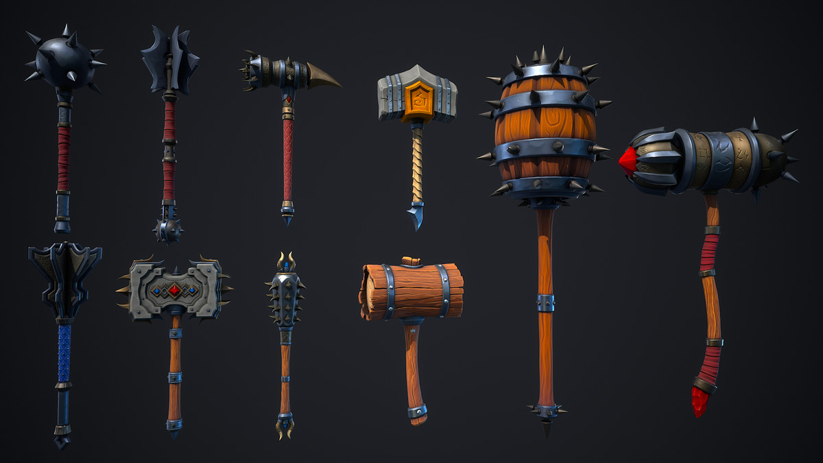 Stylized Fantasy Hammer Pack – 10 GameReady Weapons