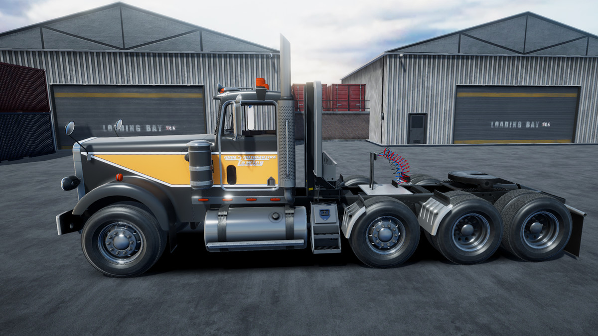 80s Semitruck dropdeck trailer