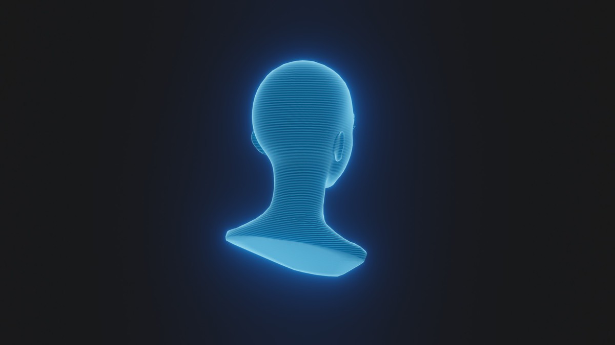 Anime Human Hologram Heads 3D Model Rigged with Facial Expressions