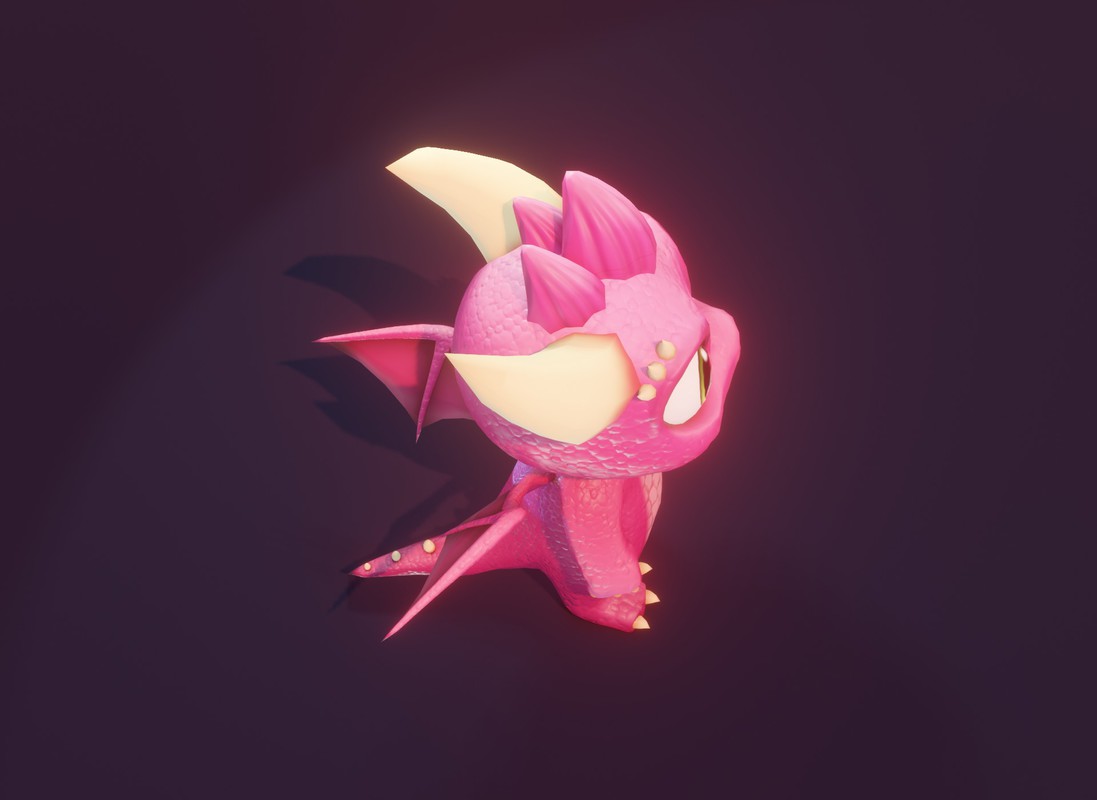Cartoon Pink Baby Dragon 3D Model & 5 Music Tracks & 36 Sound Effects (Built-in)