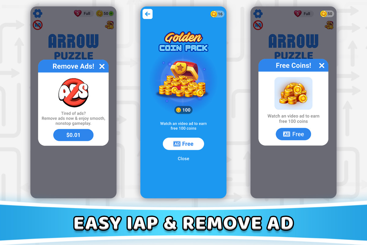 Arrow Puzzle Game - Complete Game Template (1000+ Levels & 350+ Daily Challenge)
