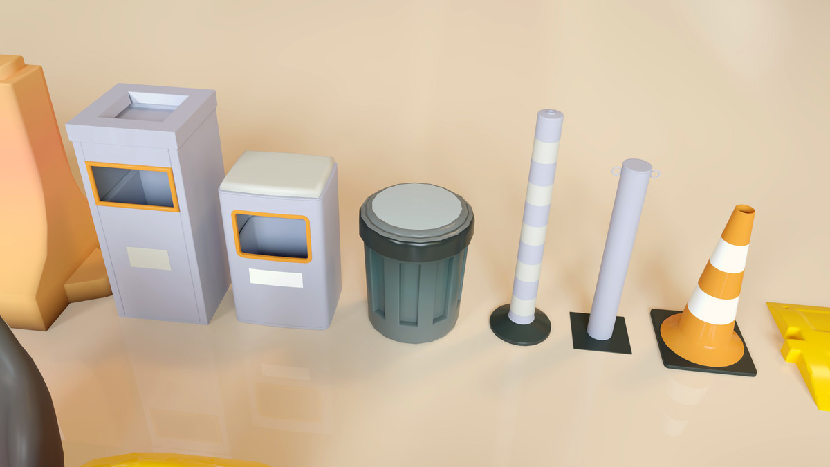 Lowpoly Stylized Street Garbage, Junk, Trash and Waste Set - 328 gameready props