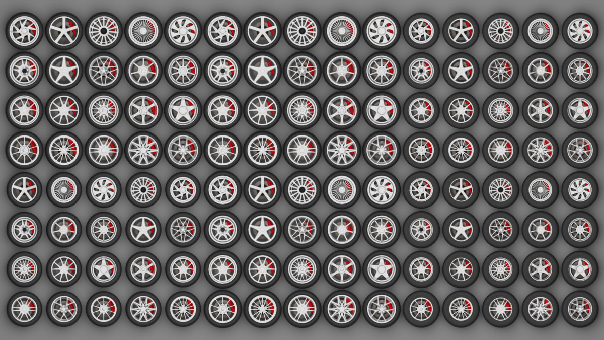 Car Wheels - BIG Low Poly pack (Mobile Ready)