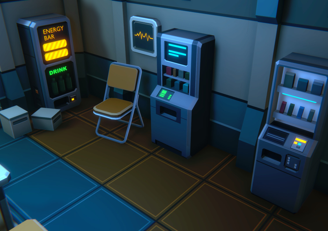 Low Poly Sci-Fi Mess Hall / Cosmic Retro