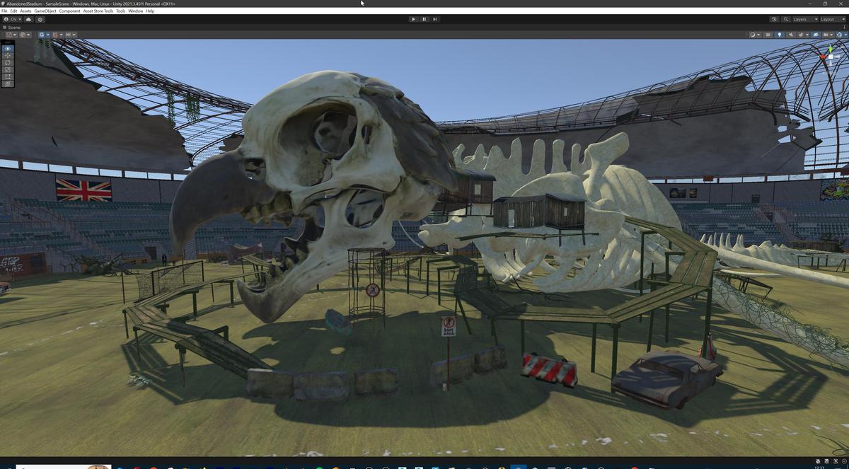 Abandoned Post-Apocalyptic Football Stadium - Modular Environment 3d Level