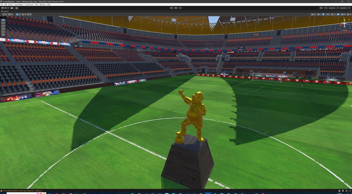 Modular Soccer Football Stadium Arena With 4 Roofs - Sport Environment 3d Level