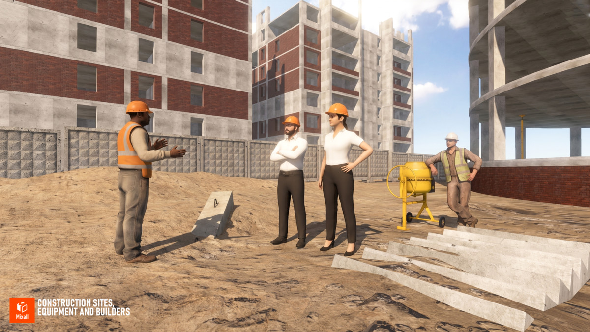 Construction sites, equipment and builders