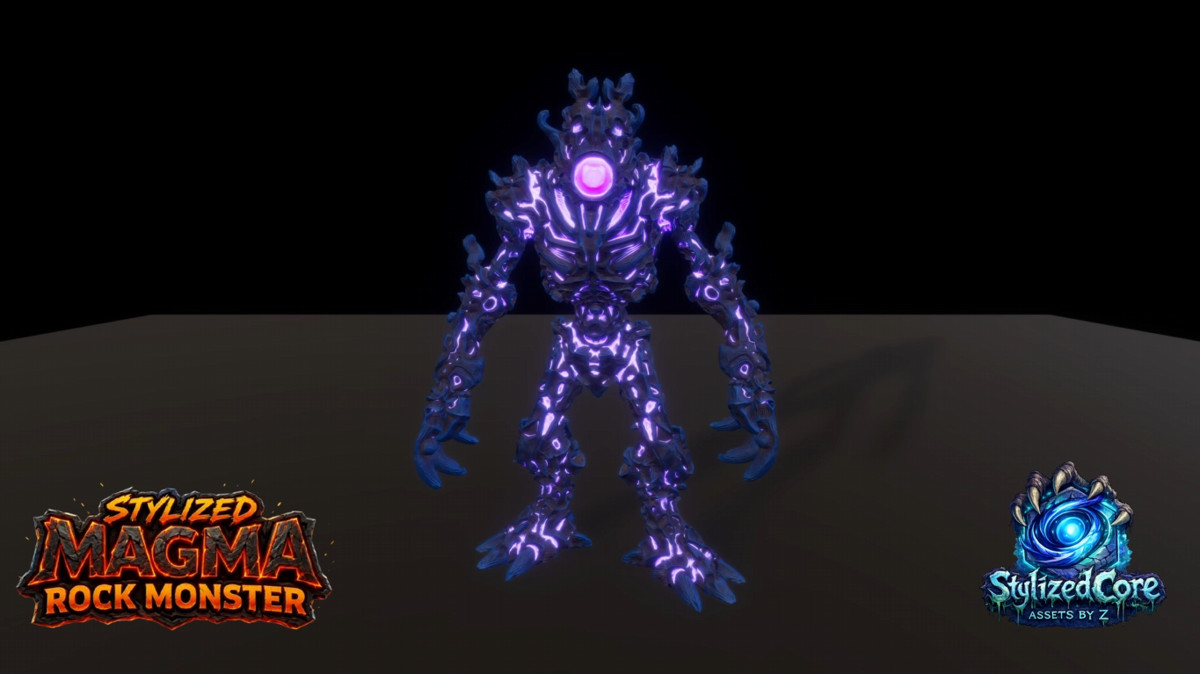 Magma Rock Monsters Pack 1 - 4 Stylized Animated Creatures (LOD + Skins)