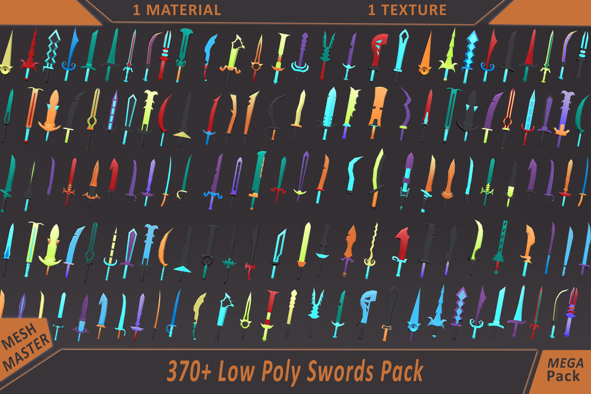 Low Poly Sword Library – 370+ Models
