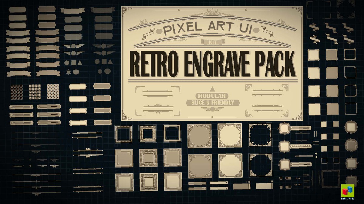 2D Retro Engrave UI/GUI Kit