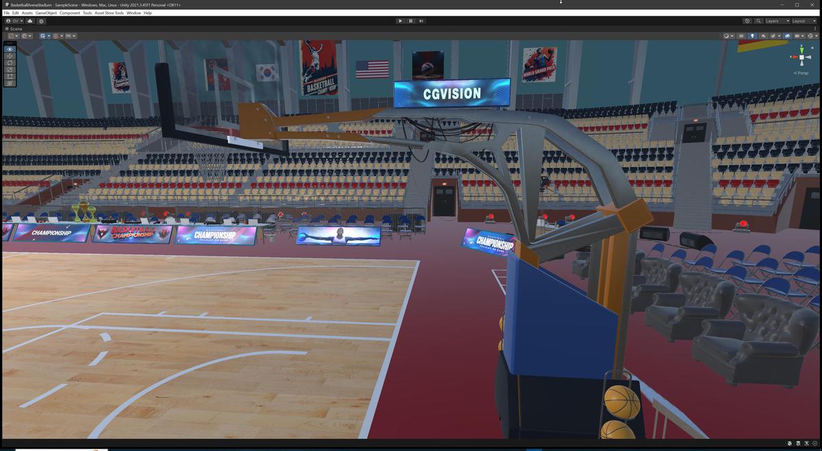 Basketball Arena Stadium Interior - Modular Environment 3D Level