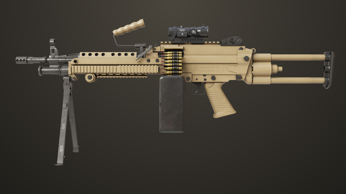 Machine Gun Sandal and Black Ammo Box URP HDRP Textures