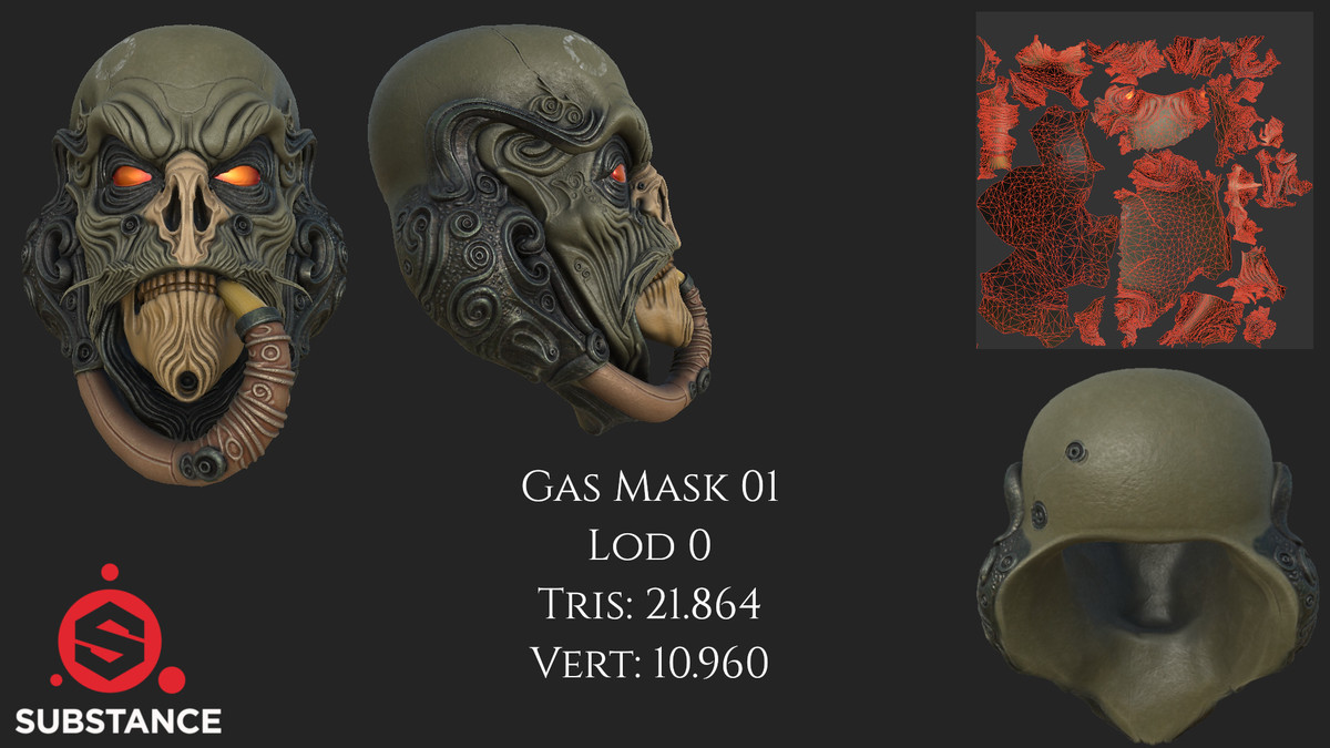 3 Gas Masks / Helmet for Scifi / Modern Warfare