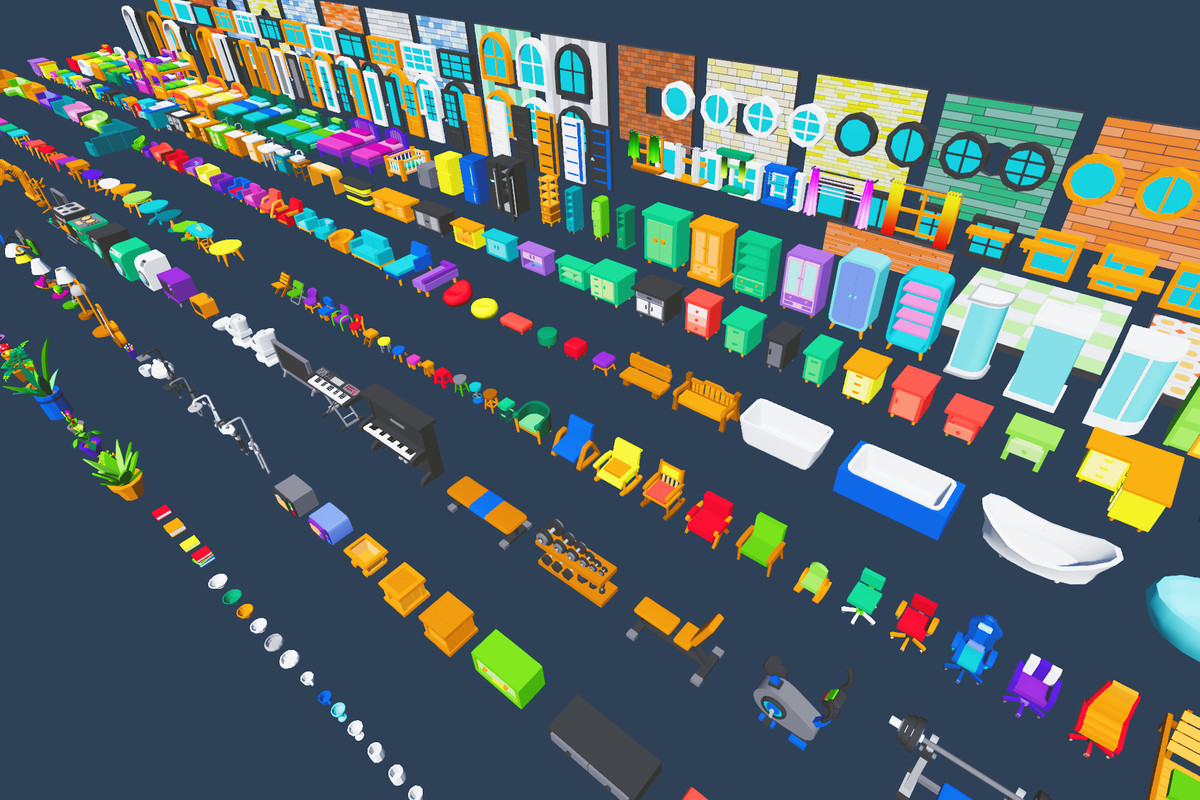 Cute Low Poly Furniture Pack - Colorful Interior Props