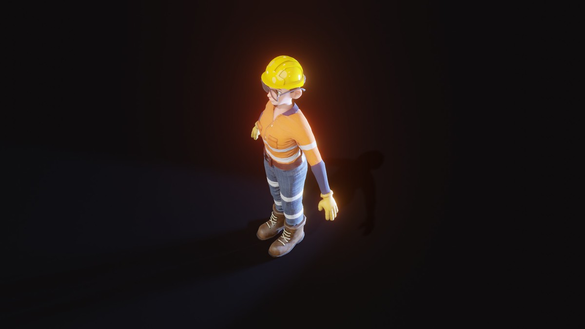 Stylized Female Worker 3D Model – Animated & Customizable (Game-Ready, Built-In)