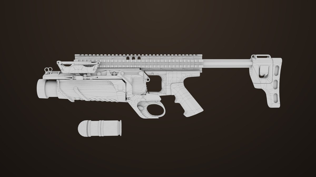 6 Grenade Launcher Black URP HDRP Textures