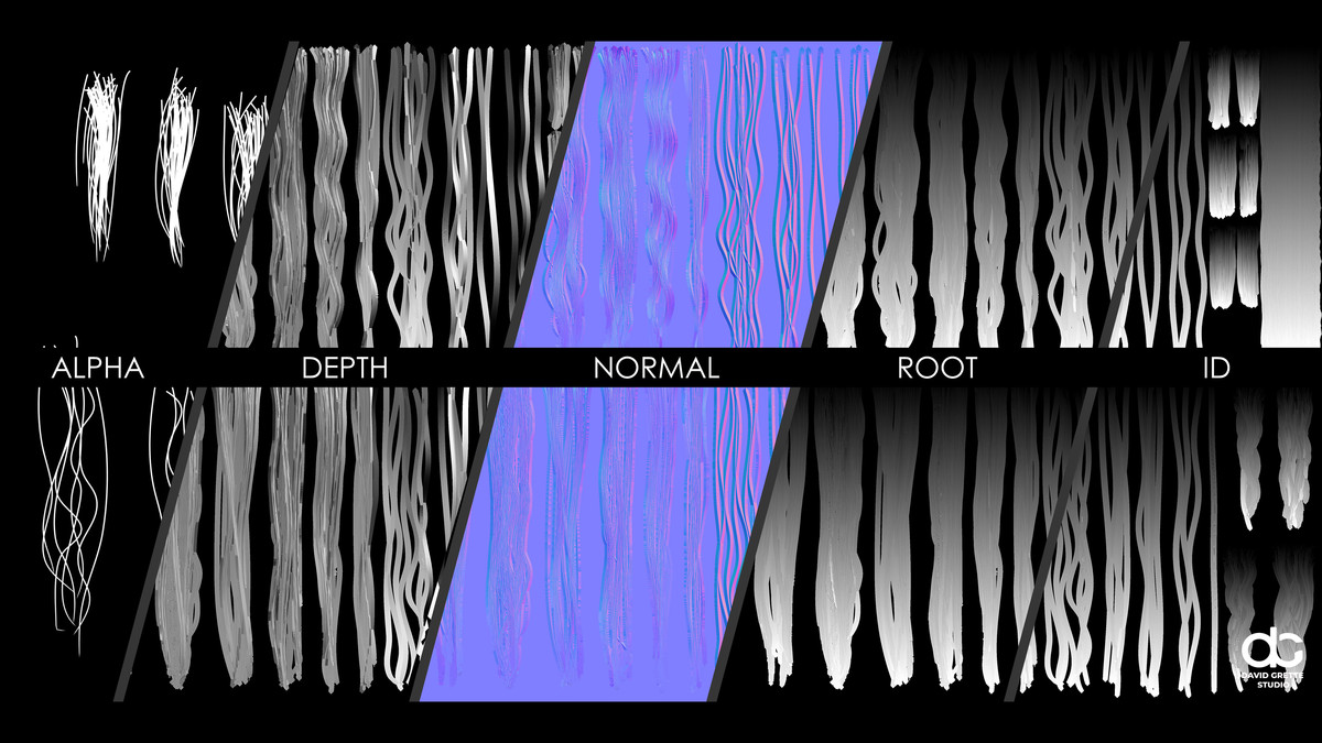 Realistic female hairstyles, pack #2 | Rigged hair, game-ready, low-poly