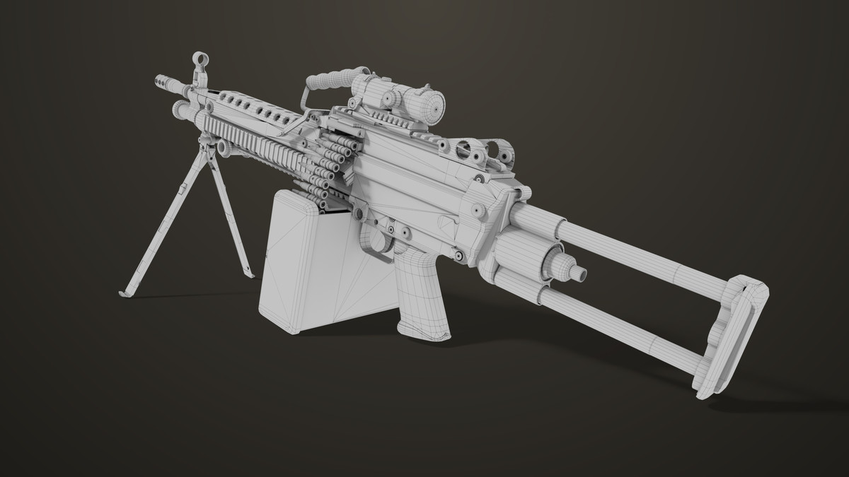 Machine Gun Sandal and Black Ammo Box URP HDRP Textures