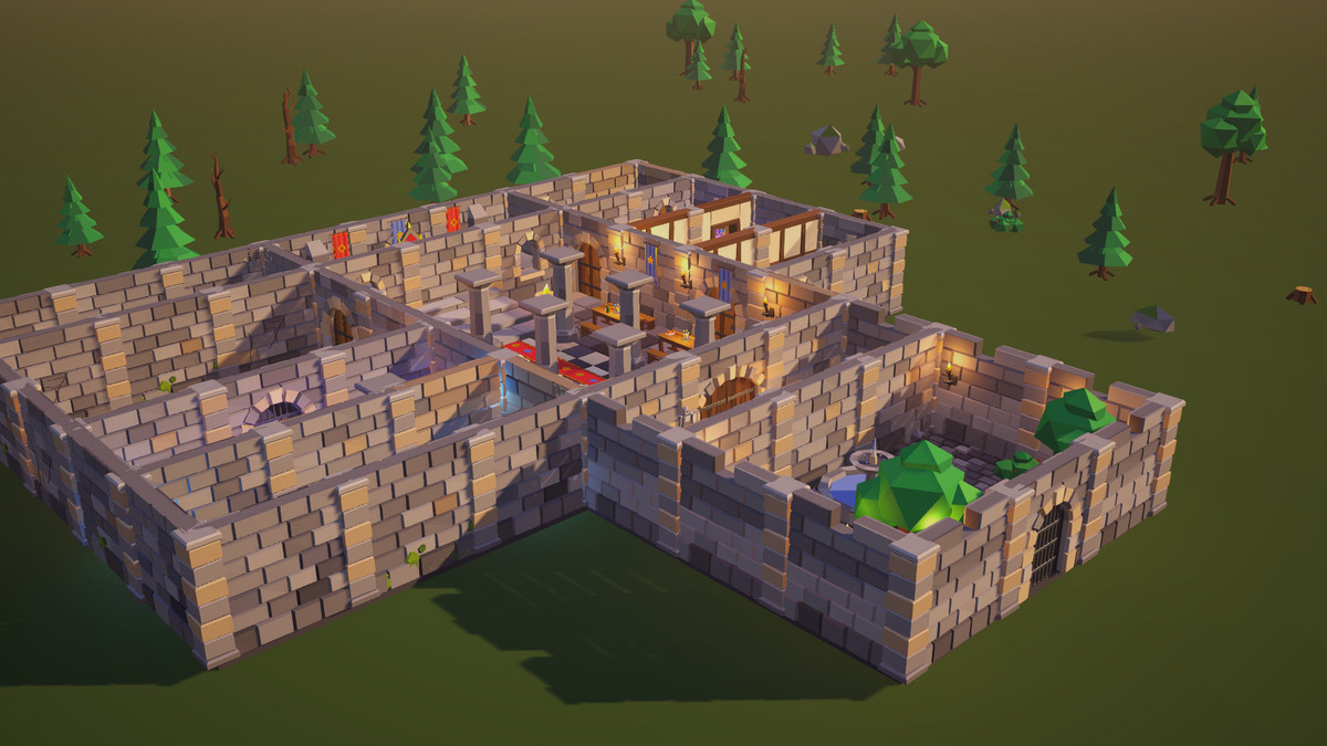 Low Poly Dungeon Keep - Modular Stone Castle Kit