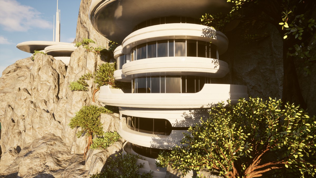 Futuristic Cliffside Habitat – Modular Sci-Fi Environment