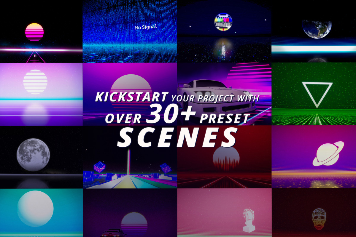 RETROWAVE SKIES - Dynamic Synthwave Skybox Asset Pack