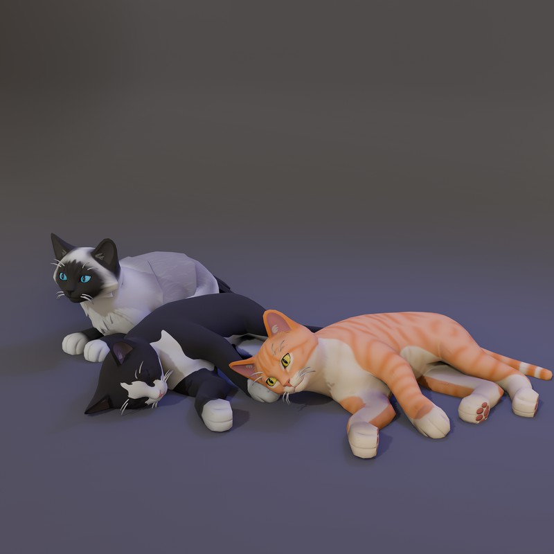 Low Poly Stylized Kittens