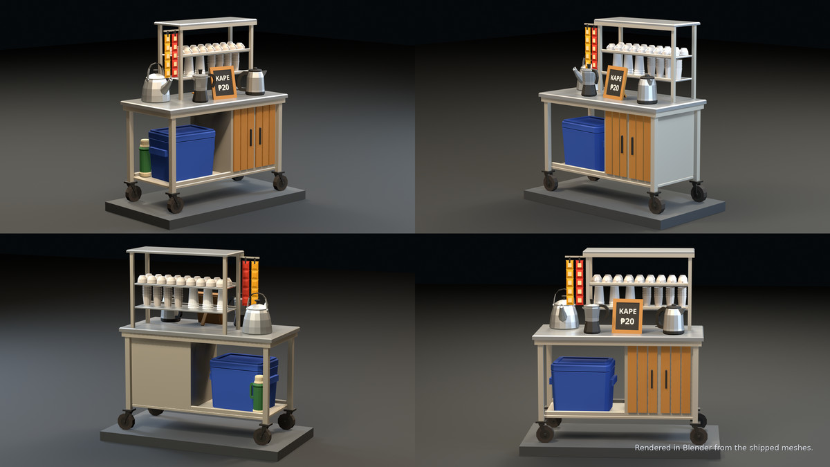 Asian Street Food Carts & Stalls: Low Poly Pack