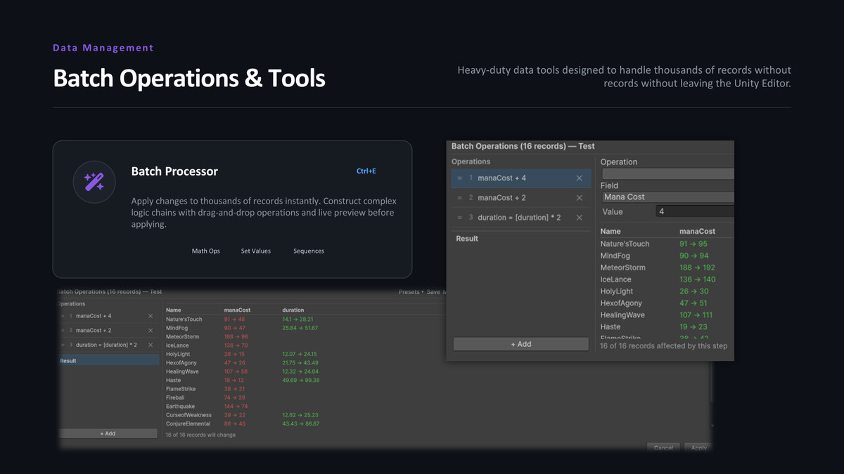 Game Data Workbench Core – Table-Based Data Editor for Unity