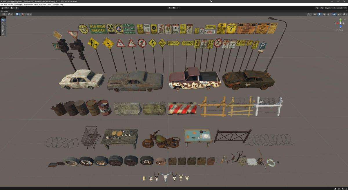 Post-Apocalyptic Survival Urban City Props and Road Signs Pack - 135 3d Models