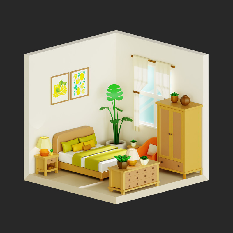 Interior 1 Low-poly 3D models Pack