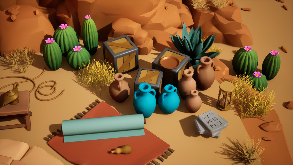 Desert Gilded Shrine - Low Poly Stylized Asset Pack