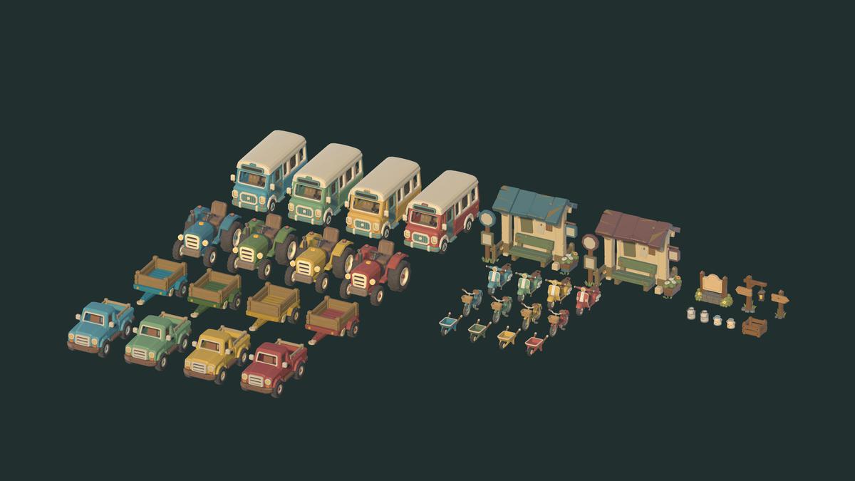 Low Poly Cozy Village Vehicles Pack