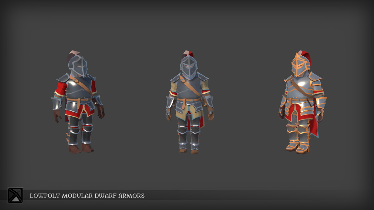 Lowpoly Dwarves Modular Armors Bundle- MEDIEVAL FANTASY SERIES
