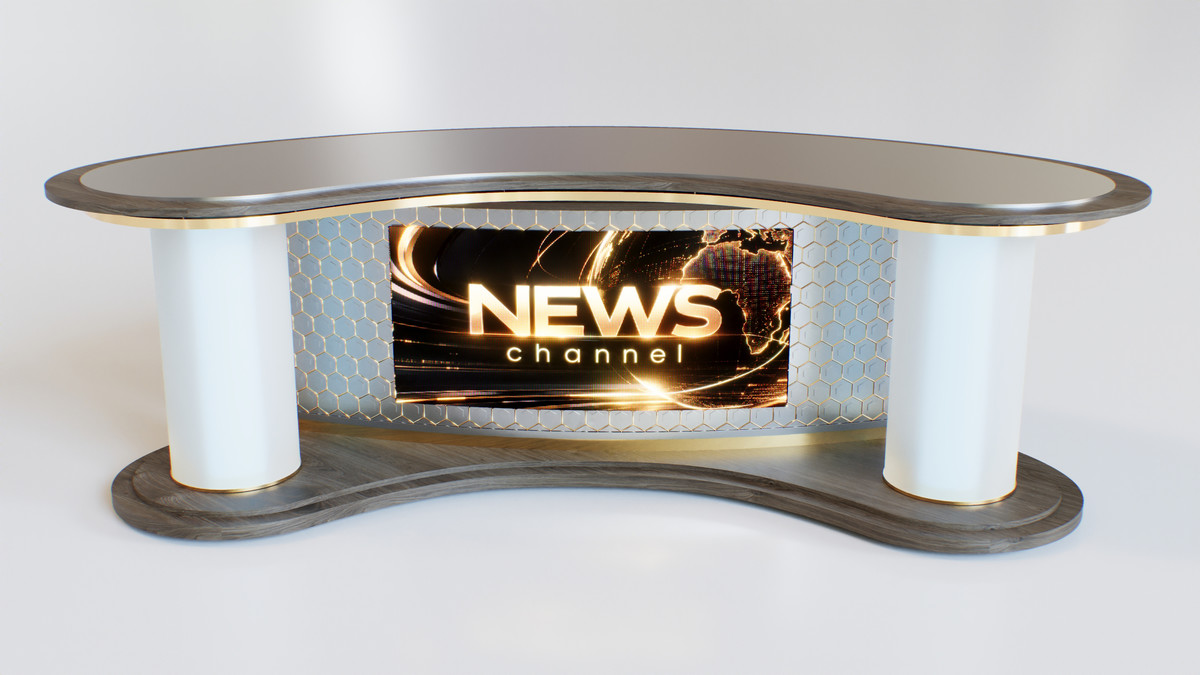 News Studio 3D Props Set - Broadcast Desks, Studio Lights, Furniture for VR