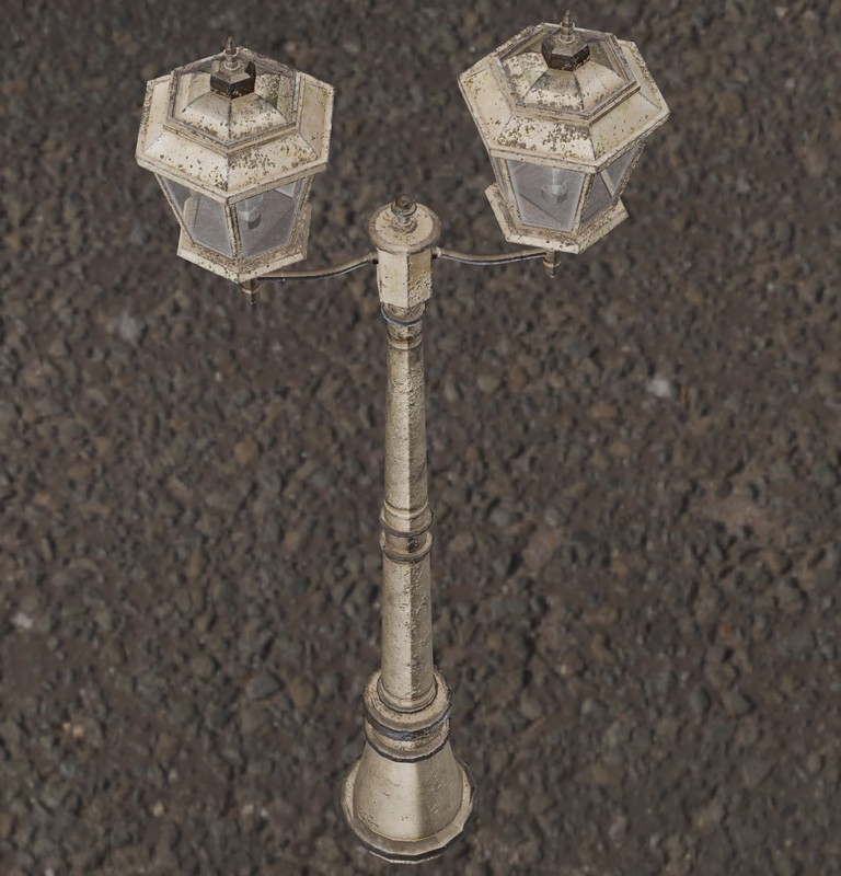 Ornate Double Street Lamp - 4 Texture Variants Pack