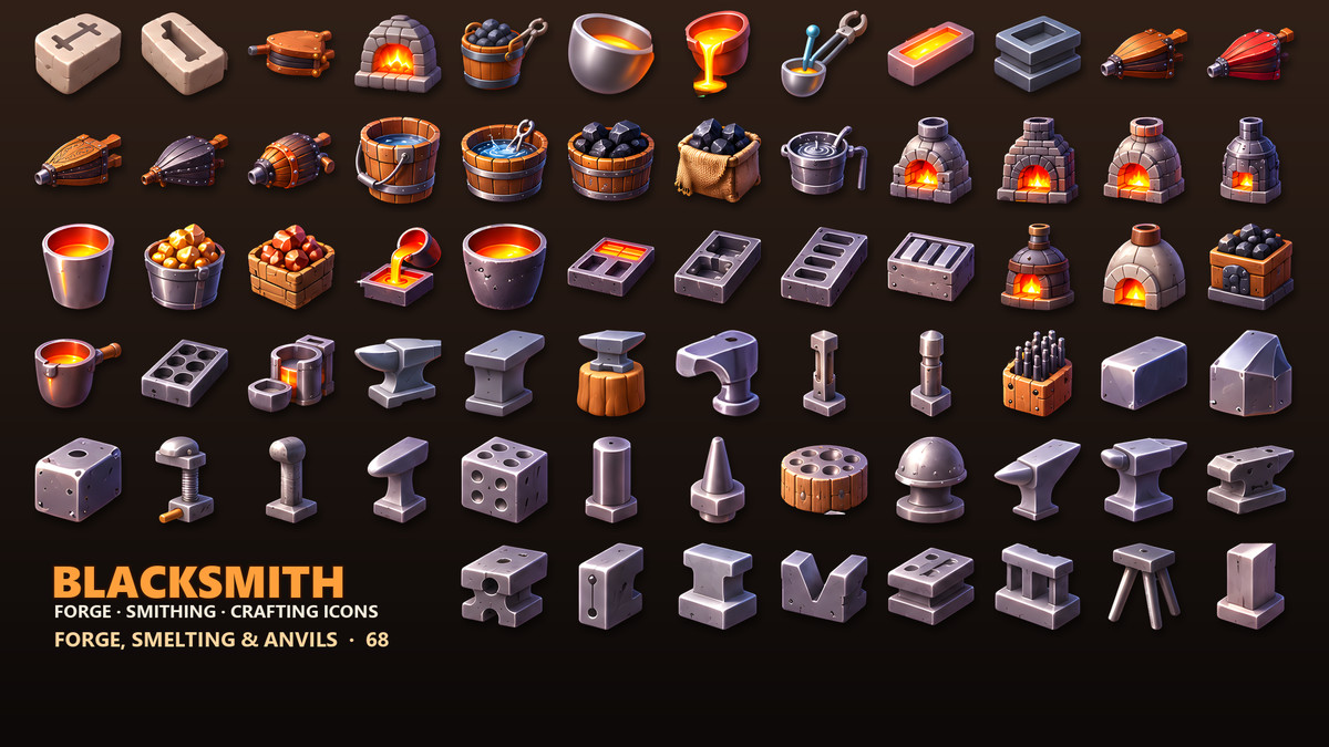 Blacksmith Icons - Ores, Tools & Weapon Parts