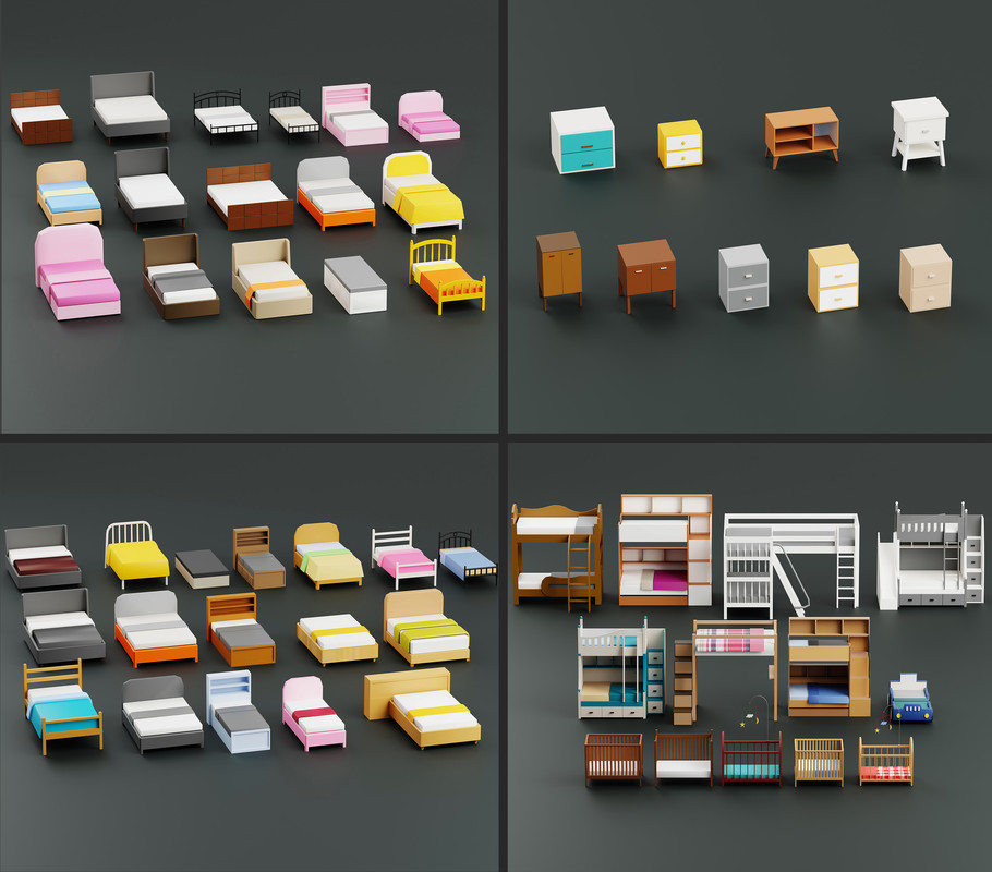 Interior 1 Low-poly 3D models Pack