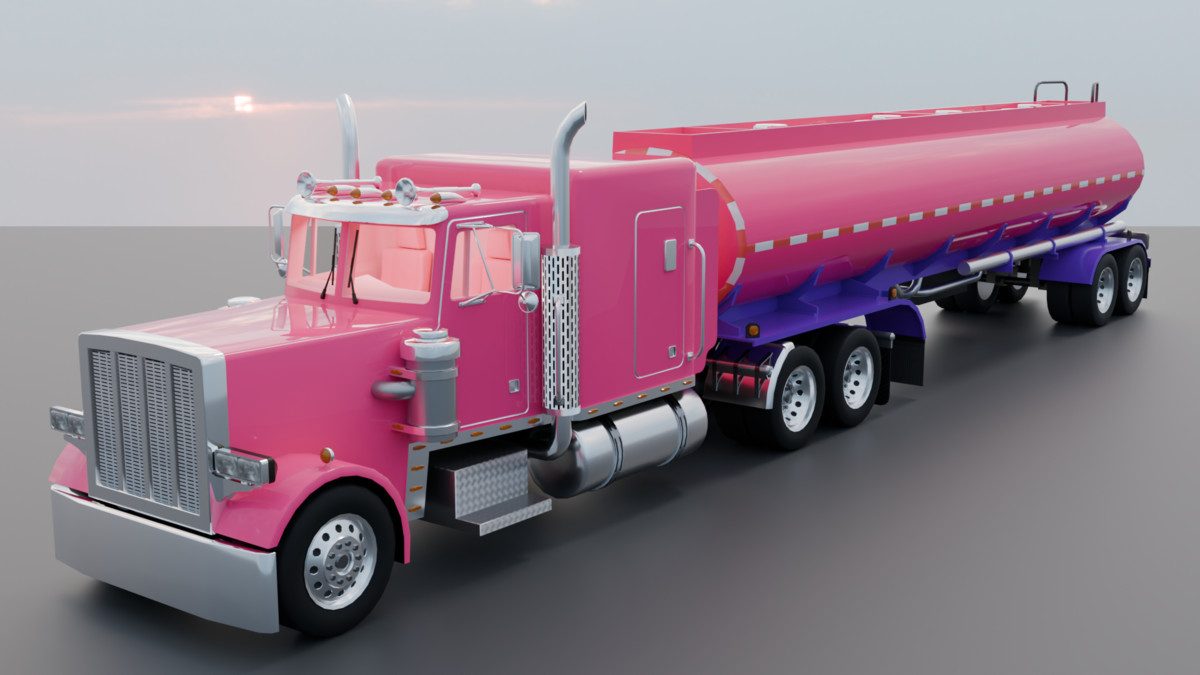 Realistic American Semi Truck + Tanker Trailer | 11 Truck + 8 Tanker Colors